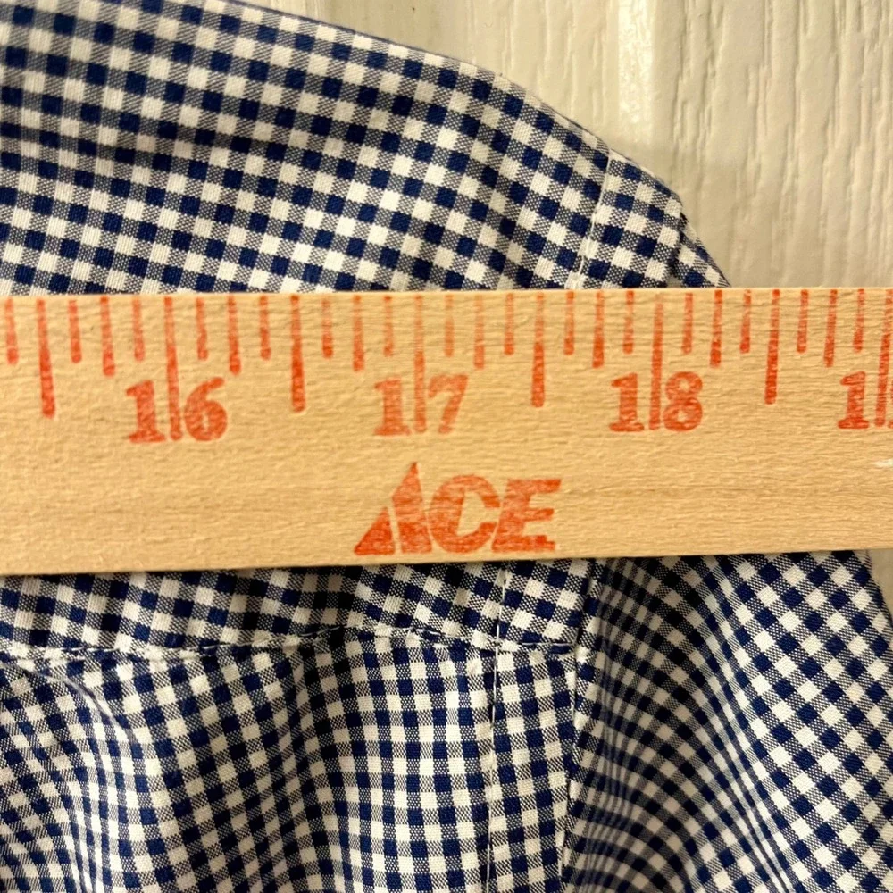 Charles Tyrwhitt Button Down Men's M Navy Blue Gingham Classic Fit Non-Iron